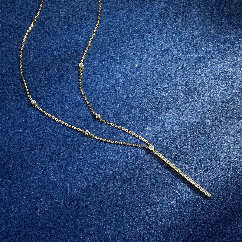 Anziw 40.5mm Long Bar Necklace 925 Silver D Color Moissanite Pendant Necklace for Women Fine Jewelry 2026 Trend Valentine Gifts