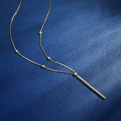 Anziw 40.5mm Long Bar Necklace 925 Silver D Color Moissanite Pendant Necklace for Women Fine Jewelry 2026 Trend Valentine Gifts