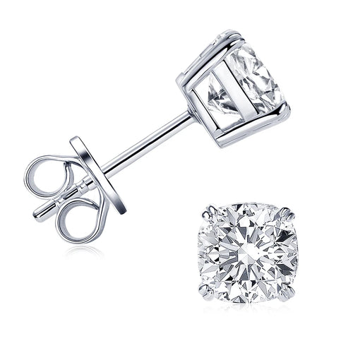 100% 925 Silver Stud Earrings 3.0ctw. Cushion Cut Moissanite Square Earrings for Men & Women Certified Jewelry 6.5x6.5mm 1.5CT