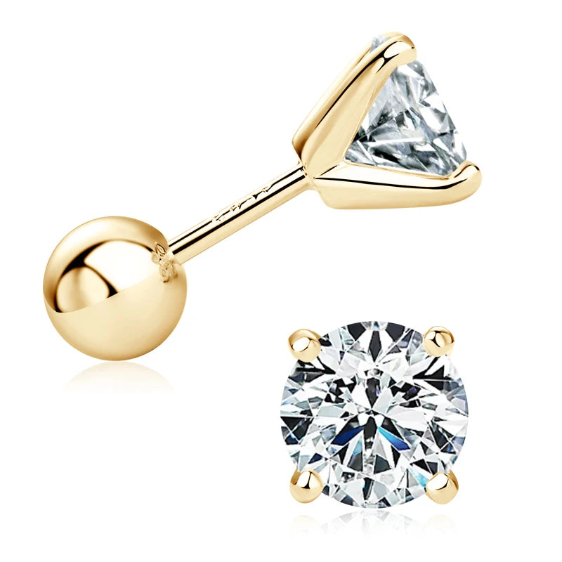 Anziw 2.0ctw D Color Moissanite Earrings Studs Original 925 Silver Earrings Ball Screw Back Jewelry for Women Men 6.5mm 1 Carat