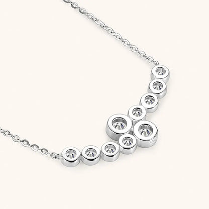 Anziw 4mm&3mm Bubble Moissanite Curved Pendant Necklace for Women 925 Silver Collar French Unique Jewelry 2025 Anniversary Gift