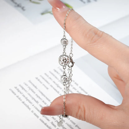 Anizw 2024 New 18k Gold Plated Bracelet 925 Silver Chain 2mm D Color Bezel Moissanite Bracelets Fashion Women's Jewelry Gifts