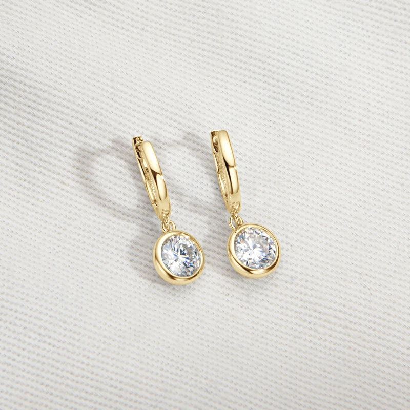 Anziw 2023 Trend Women's Gold Hoop Earrings Genuine 925 Silver 1CT 2CT Moissanite Drop Earring Wedding Jewelry With Certificate