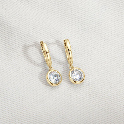Anziw 2023 Trend Women's Gold Hoop Earrings Genuine 925 Silver 1CT 2CT Moissanite Drop Earring Wedding Jewelry With Certificate
