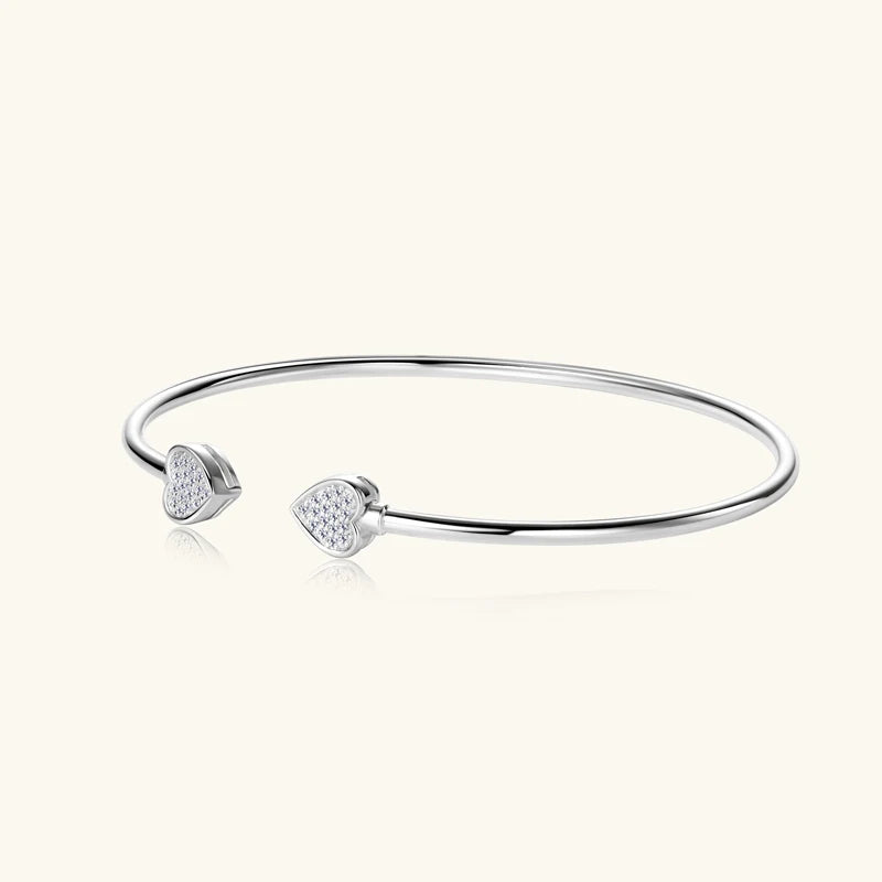 Anziw 5mm 0.5CT D VVS1 Moissanite Bangle Cuff Real 925 Sterling Silver Bracelet for Women Hand Opening Cuffs Fine Jewelry Gifts