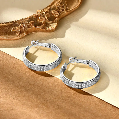 Anziw 2025 Trendy Pave Full Moissanite Hoop Earrings Real 925 Silver Earrings for Women Wedding Party Birthday Valentine Gift