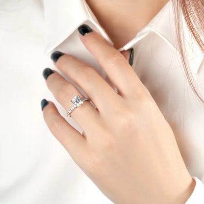 Anziw Solitaire 2ct Moissanite Diamond Ring 925 Sterling Sliver Sparking Wedding Promise Finger Rings for Women with Certificate