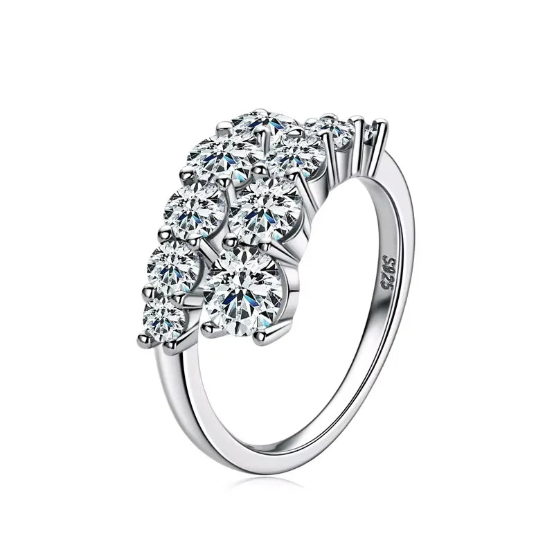Anziw 3.26cttw D-E Moissanite Wedding Rings Woman Sparkling Diamond Band 10 Stone Engagement Ring 925 Silver Jewelry Certificate