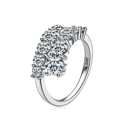 Anziw 925 Silver Moissanite Rings Woman Bands 10 Stones 3.26cttw Sparkling Diamond Twist Shank Wedding Ring Engagement Jewelry