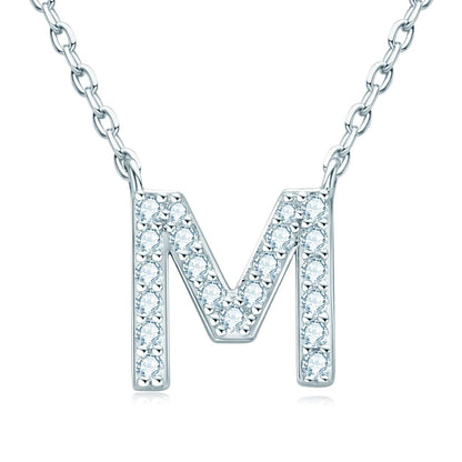 Anziw Initial Moissanite 26 Letter Pendant Necklace for Women Men Real Silver 925 Name Pendant Fine Jewelry Valentine's Day Gift
