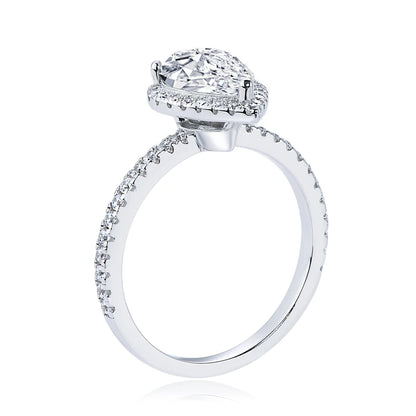 Anziw Original 925 Sterling Sliver Wedding Promise Ring 2.0 Carat Pear Cut Moissanite Ring Bands for Women Engagement Jewelry