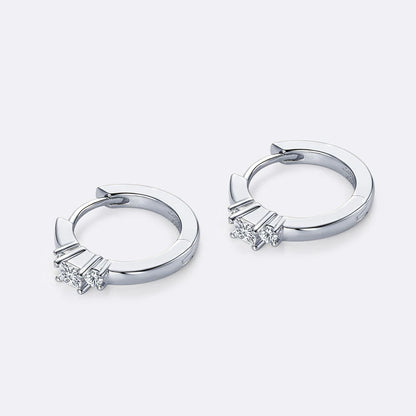 Real Moissanite Mini Hoops Earrings 925 Sterling Silver for Women Men D Color 2.5mm Simple Single Diamond Earrings Fine Jewelry