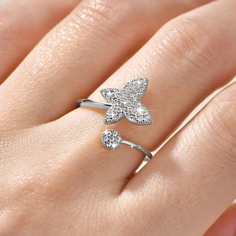 Anziw 14K Gold Filled Exquisite Butterfly Open Rings Micro Inlay Cubic Zirconia Ring for Women Wedding Party 2026 Tendy Jewelry