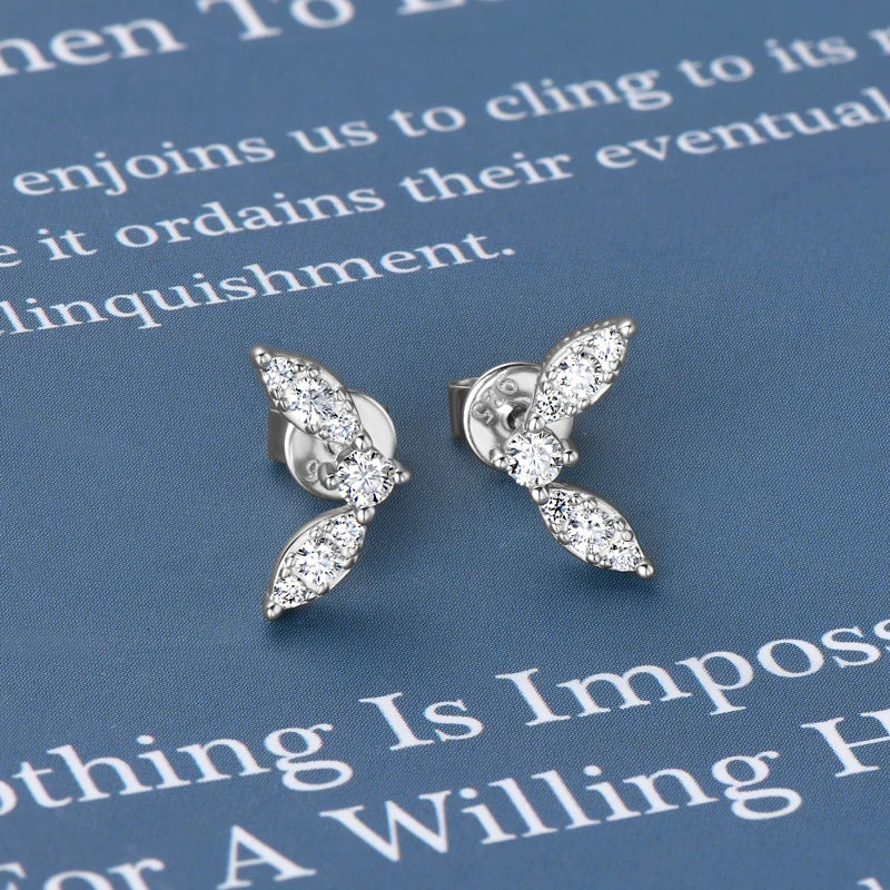 Anziw Cute Mini Moissanite Stud Earrings 100% Silver 925 Sterling Earrings Piercing Ear for Women Fine Jewelry with Certificate