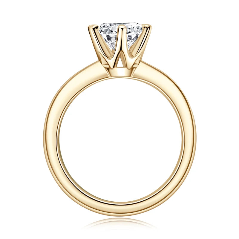 Anziw 0.5-3.0CT Moissanite Solitaire Ring Silver 925 14K Gold Plated Wedding Engagement Band For Women Jewelry with Certificate