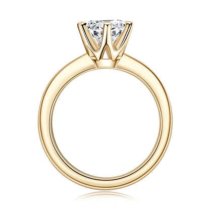Anziw 0.5-3.0CT Moissanite Solitaire Ring Silver 925 14K Gold Plated Wedding Engagement Band For Women Jewelry with Certificate