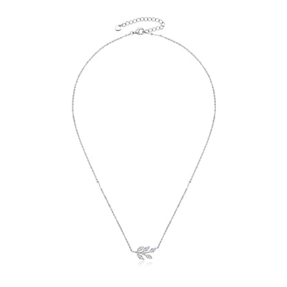 Anziw D0.90CT Marquise Cut Moissanite Leaf Pendant Necklace for Women Adjustable Chain 925 Sterling Silver Lab Diamond 40+5cm