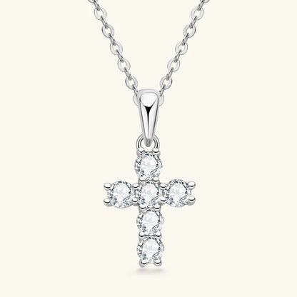 Anziw Classic Charm Cross Pendant Necklace 925 Sterling Silver Moissanite with Certificate  for Women Men Gifts Collar Jewelry