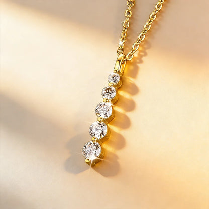 Anziw 0.92cttw D VVS1 Moissanite Pendant Necklace for Women 5-Stone Pendant 14K Gold Filled Collar 2026 Jewelry Valentine's Gift