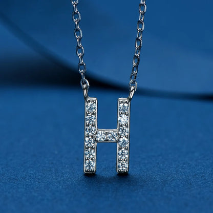 Anziw Initial Moissanite 26 Letter Pendant Necklace for Women Men Real Silver 925 Name Pendant Fine Jewelry Valentine's Day Gift