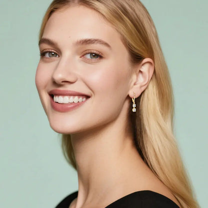Anziw 42mm Long Dangle D Moissanite Drop Earrings for Women 925 Sterling Silver Hoop Clip Earrings Wedding Fine Jewelry Gift