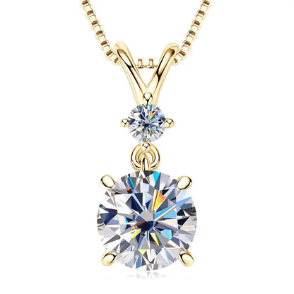Anziw 1CT 2CT 3CT Moissanite Pendant Necklace for Women 925 Silver Adjustable Chain Sparking Two Stones Necklaces Gift Valentine