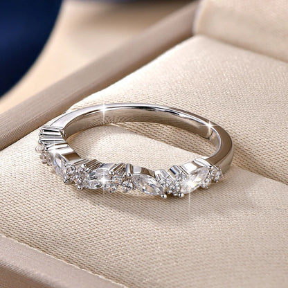 Anziw Stackable Half Eternity Band 2x4mm Cubic Zirconia Simulated Diamond Ring 14K Gold Filled Wedding Jewelry for Women Gift