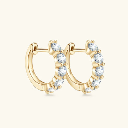 Anziw 14k Gold Plated Hoop Earrings for Women 3.5mm D Color 925 Sterling Silver Moissanite Diamond Huggie Earring Girls Jewelry