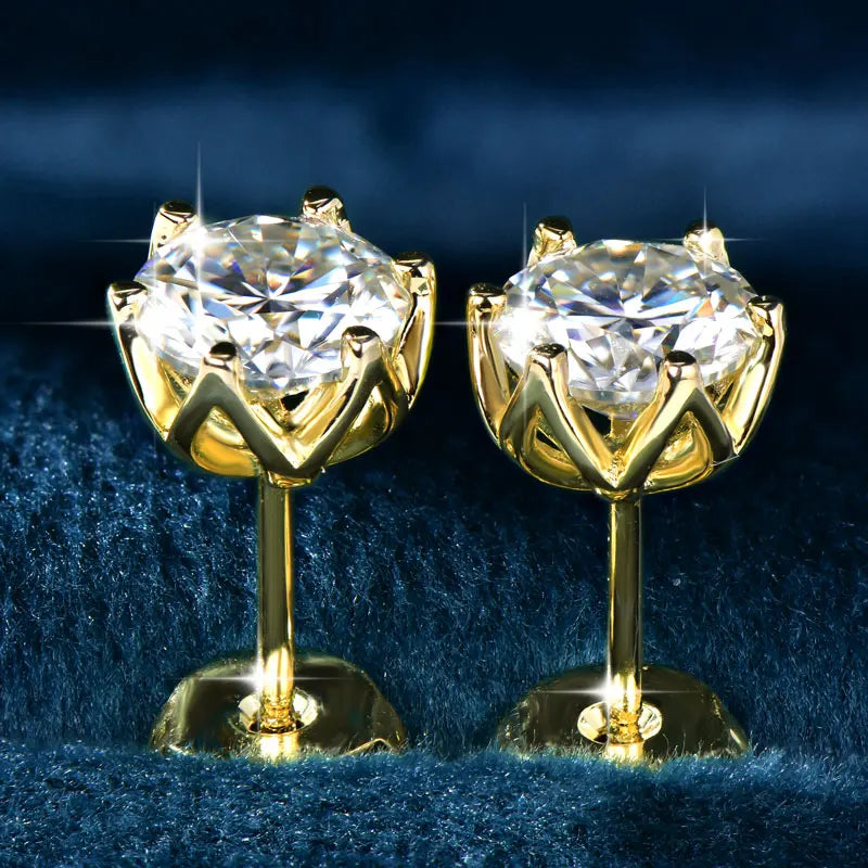 Anziw 0.5ct 1ct D VVS1 GRA Certified Lab Diamond Round Moissanite Stud Earring for Women Gold Filled Wedding Party Jewelry Gifts