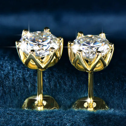 Anziw 0.5ct 1ct D VVS1 GRA Certified Lab Diamond Round Moissanite Stud Earring for Women Gold Filled Wedding Party Jewelry Gifts