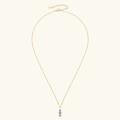Anziw 1.1ctw. D Moissanite Pendant Necklace for Women 925 Silver Three-Stone Vertical Bar Pendants Adjustable Chain Jewelry Gift
