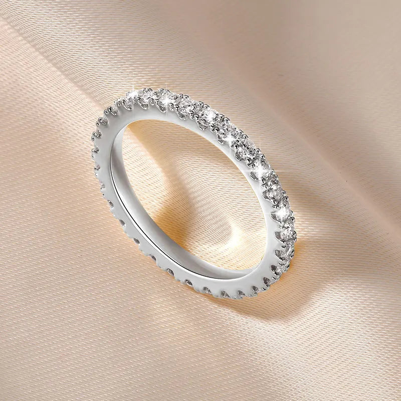 Anziw 2mm D Color Full Moissanite Ring for Women Sparkling Wedding Eternity Band 14k Gold Filled Wedding Engagement Ring Jewelry