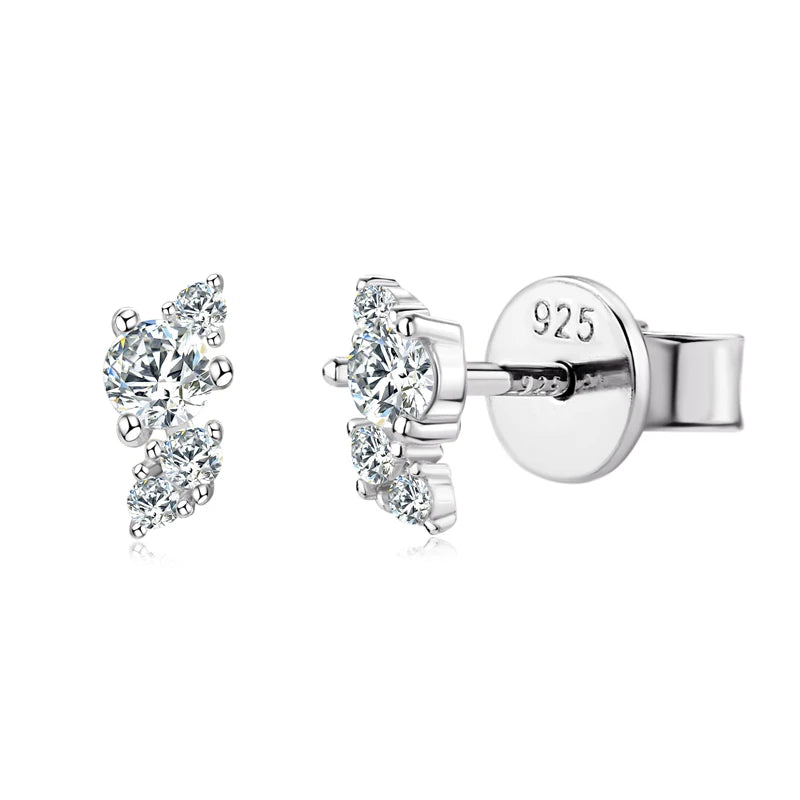 Anziw Cute Mini Moissanite Stud Earrings 100% Silver 925 Sterling Earrings Piercing Ear for Women Fine Jewelry with Certificate