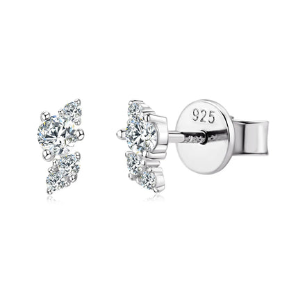Anziw Cute Mini Moissanite Stud Earrings 100% Silver 925 Sterling Earrings Piercing Ear for Women Fine Jewelry with Certificate