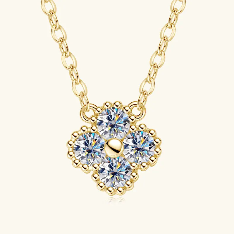 Anziw Lucky 3mm Moissanite Clover Flower Pendant Necklace Earrings Bracelet for Women 925 Silver Charm Jewelry Valentine's Gifts