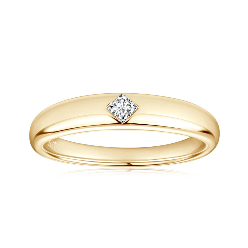 ANZIW 18k Gold Plated Wedding Ring 925 Silver D Color Princess Cut Square Moissanite Promise Bands for Women Certificate GRA