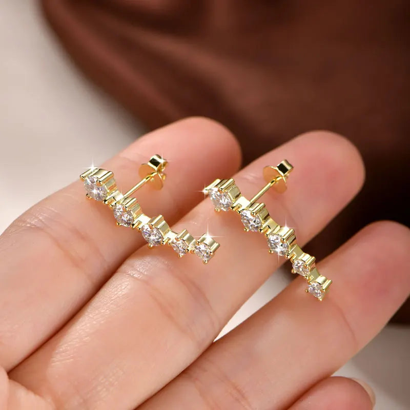 Anziw Real D Color 2.4CTTW. 4.5mm&4mm&3mm Moissanite Diamond Earrings Sparkling Smile Stud Earrings for Women Jewelry Party Gift