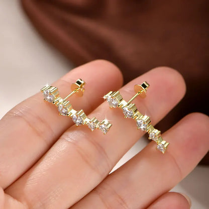 Anziw Real D Color 2.4CTTW. 4.5mm&4mm&3mm Moissanite Diamond Earrings Sparkling Smile Stud Earrings for Women Jewelry Party Gift