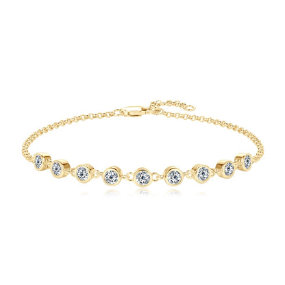 Anziw Fashion 925 Sterling Silver Bubble Bracelet 2.5mm D Color Bezel Moissanite Bracelets for Women Birthday Gift Fine Jewelry