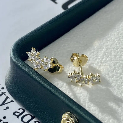 Anziw 2026 New D Color Moissanite Flower-Style Stud Earrings Lab Diamond Piercing Earrings For Women Valentine's Jewelry Gifts
