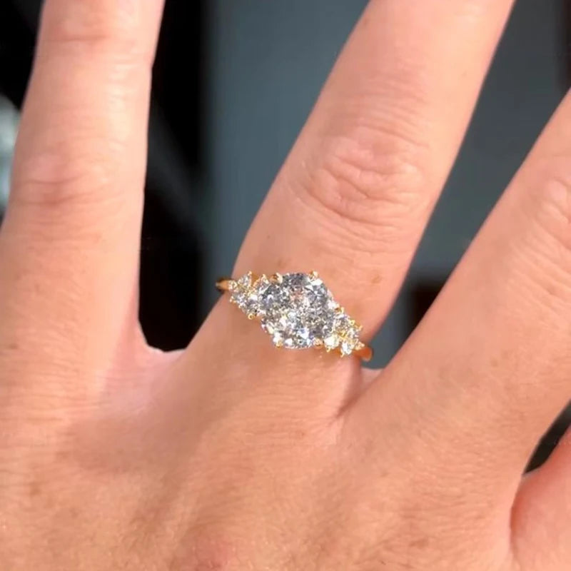 Anziw 8mm 2.0ct D Moissanite Ring for Women 18k Gold Plated 925 Sliver Engagement Wedding Rings Finger Promise Jewelry 2025 New