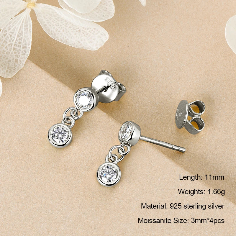Anziw 925 Moissanite Star Tassel Drop Dangle Earrings for Women Real S925 Silver Studs Earrings Certified Fine Jewelry Gift Girl