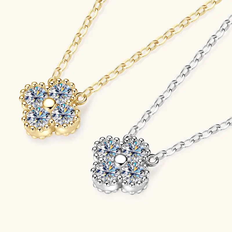 Lucky 3mm 0.1ct Moissanite Clover Flower Pendant Necklace for Women 100% Silver S925 Adjustable Chain Cute Charm Jewelry Gifts