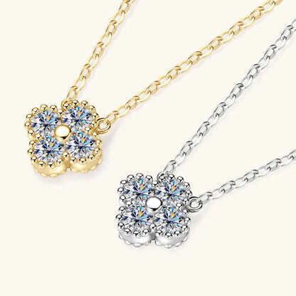 Lucky 3mm 0.1ct Moissanite Clover Flower Pendant Necklace for Women 100% Silver S925 Adjustable Chain Cute Charm Jewelry Gifts