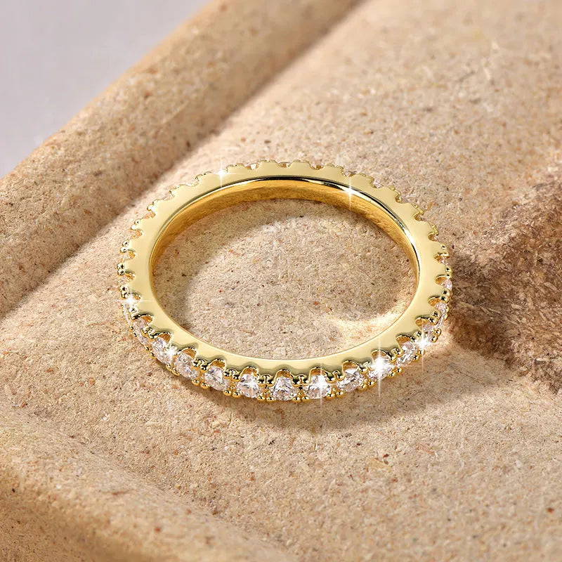 Anziw 2mm D Color Full Moissanite Ring for Women Sparkling Wedding Eternity Band 14k Gold Filled Wedding Engagement Ring Jewelry