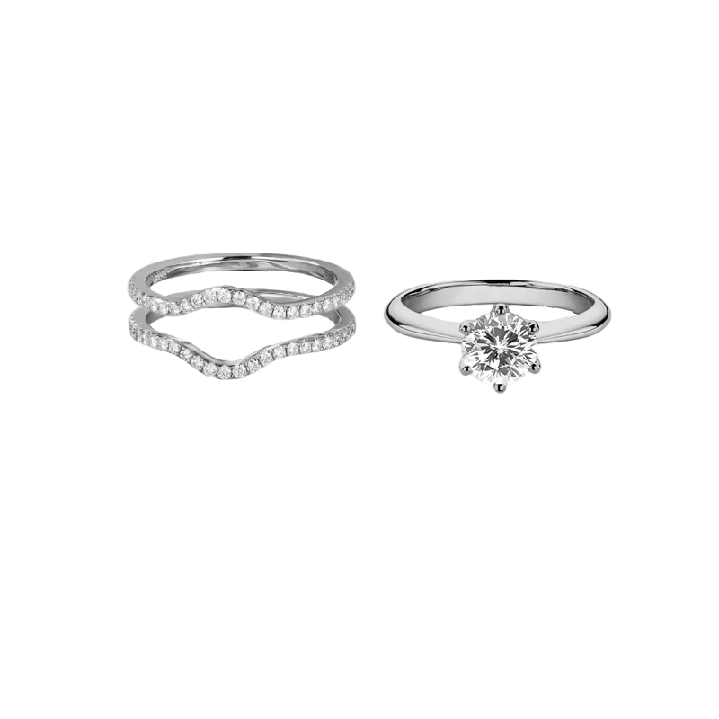 Anziw Gold Color 3.0CT Moissainte Wedding Rings Bridal Sets for Women Classic 2ct Designed Promise Band Engagement Jewelry Gifts