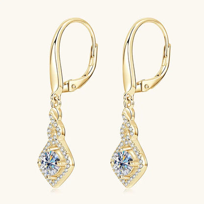 Anziw 0.5CT 5mm D Moissanite Drop Hoop Earrings for Women 925 Silver Flame Design Pendant Wedding Engagement Earrings 2025 New