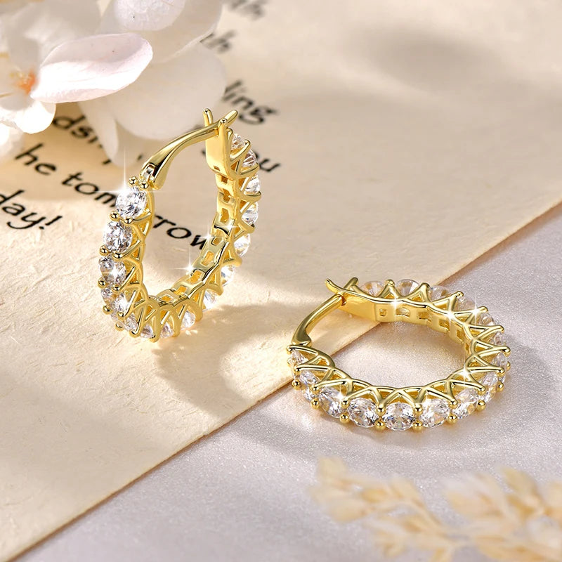 Anziw 14k Gold Filled Earring 3mm Cubic Zirconia Hoop Huggie Earrings Round Cut for Women Wedding Party Jewelry Gift 2026 New