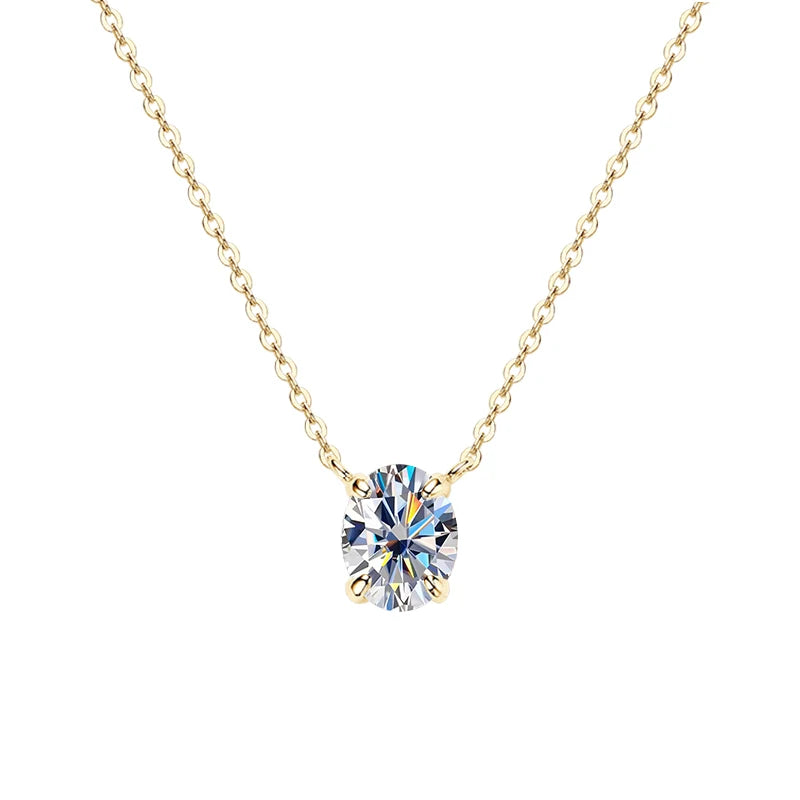 Anziw 2.0CT Oval Cut D Moissanite Solitaire Pendant Necklace for Women 925 Silver Adjustable Chain Certified Fine Jewelry Gifts