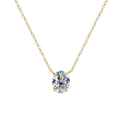 Anziw 2.0CT Oval Cut D Moissanite Solitaire Pendant Necklace for Women 925 Silver Adjustable Chain Certified Fine Jewelry Gifts